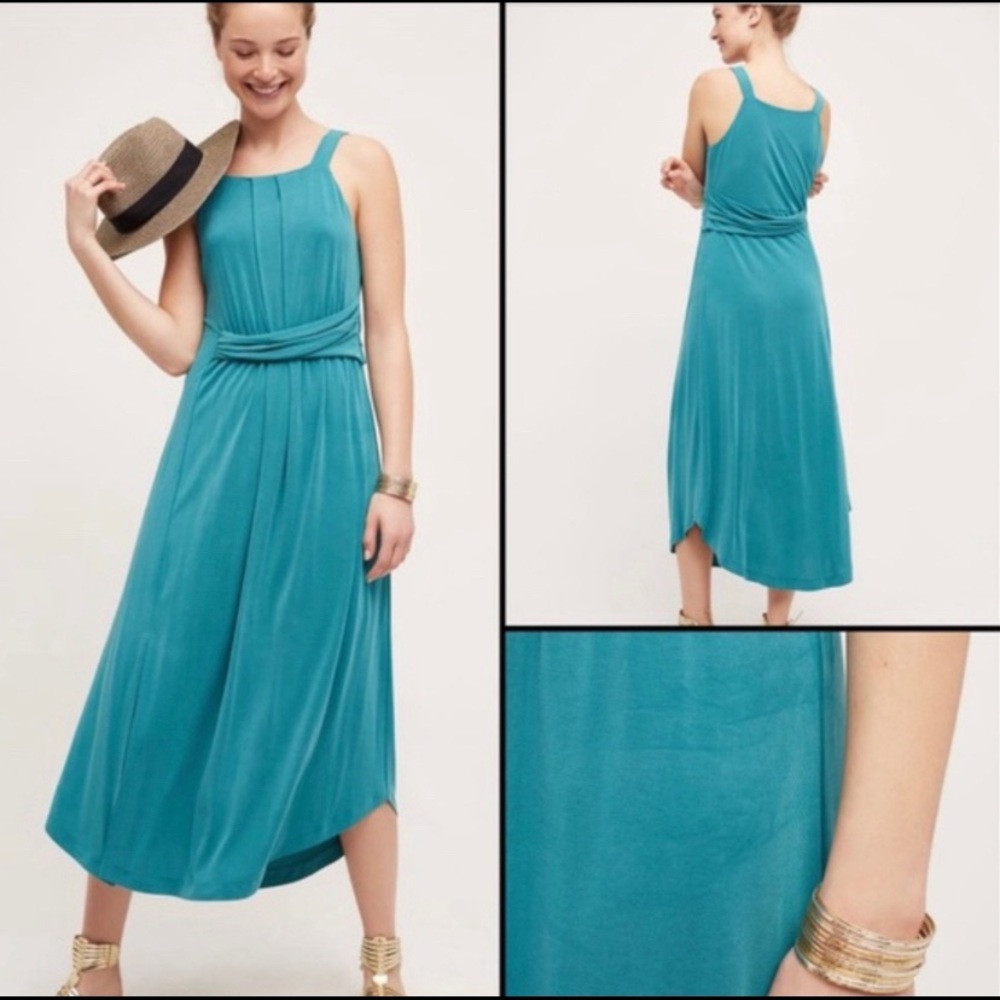 Anthropologie Maeve Midi Dress in Turquoise Teal Green
